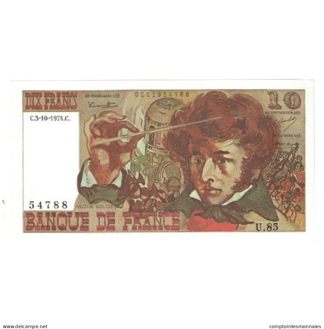 France, 10 Francs, Berlioz, 1974, P. A.Strohl-G.Bouchet-J.J.Tronche, 1974-10-03 - 10 F 1972-1978 ''Berlioz''