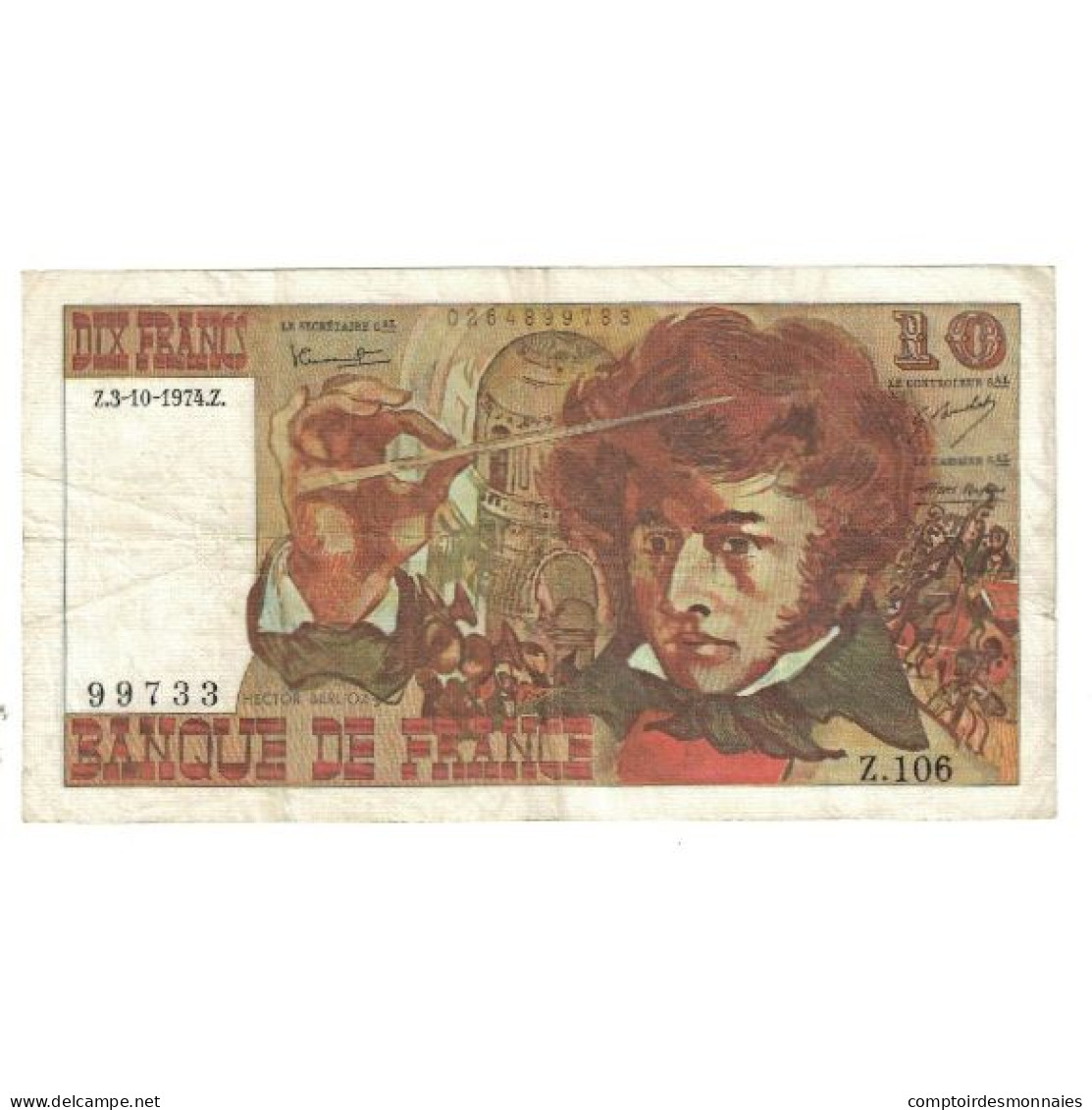 France, 10 Francs, Berlioz, 1974, P. A.Strohl-G.Bouchet-J.J.Tronche, 1974-10-03 - 10 F 1972-1978 ''Berlioz''