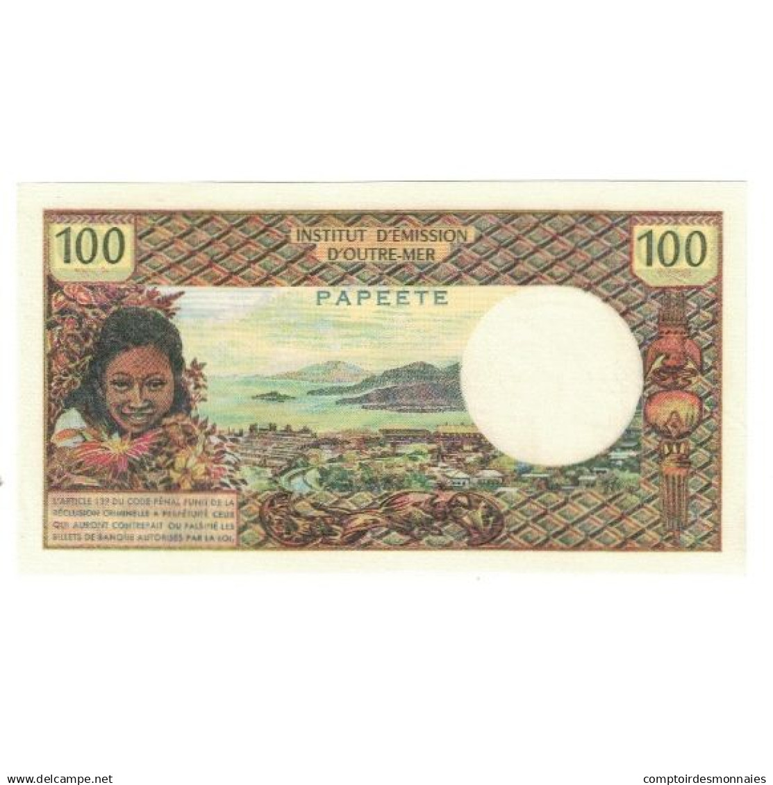 Billet, Tahiti, 100 Francs, KM:23, NEUF - Papeete (French Polynesia 1914-1985)