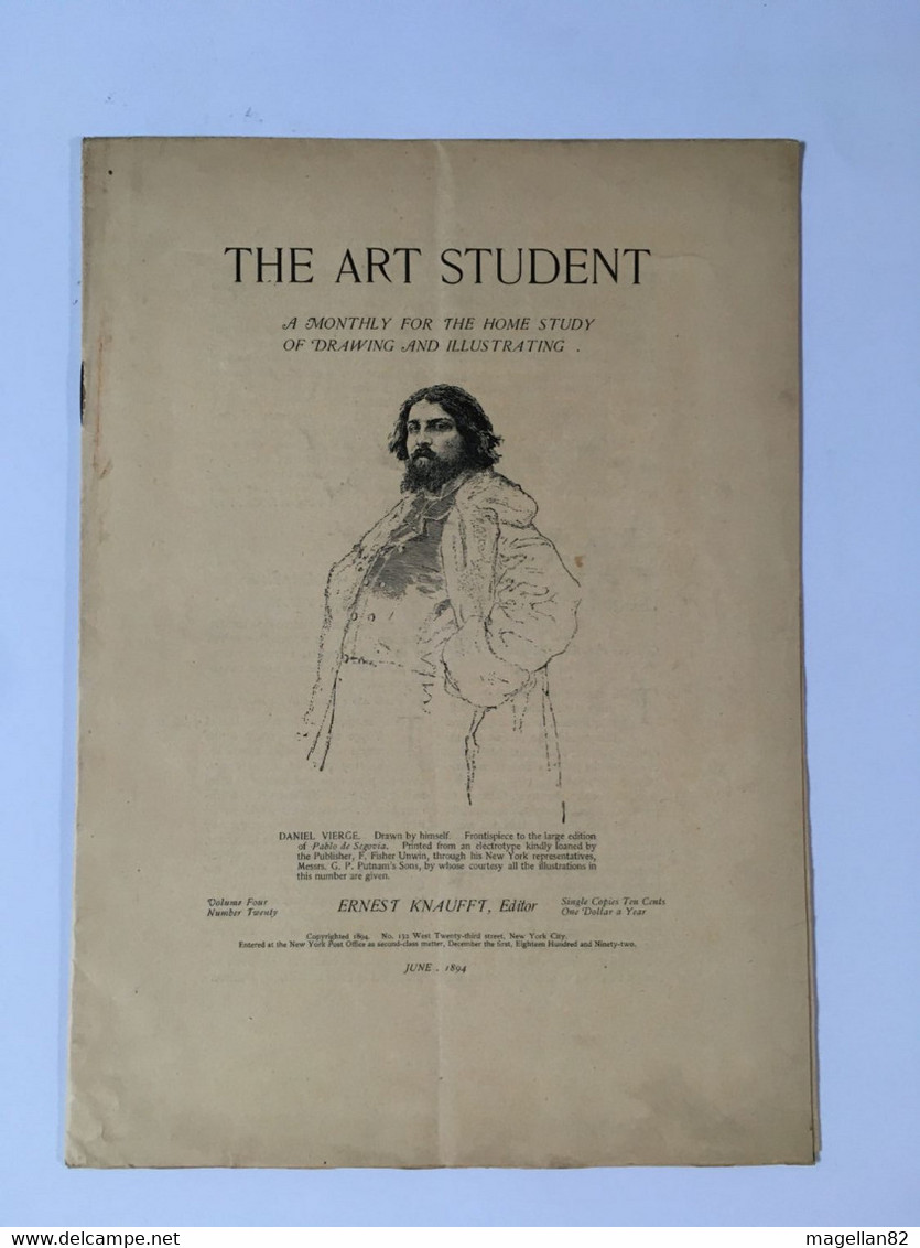 The Art Student. June 1894. Drawing Pablo Ségovia Of Daniel VIERGE.  Ernest Knauff.  New York - 1850-1899