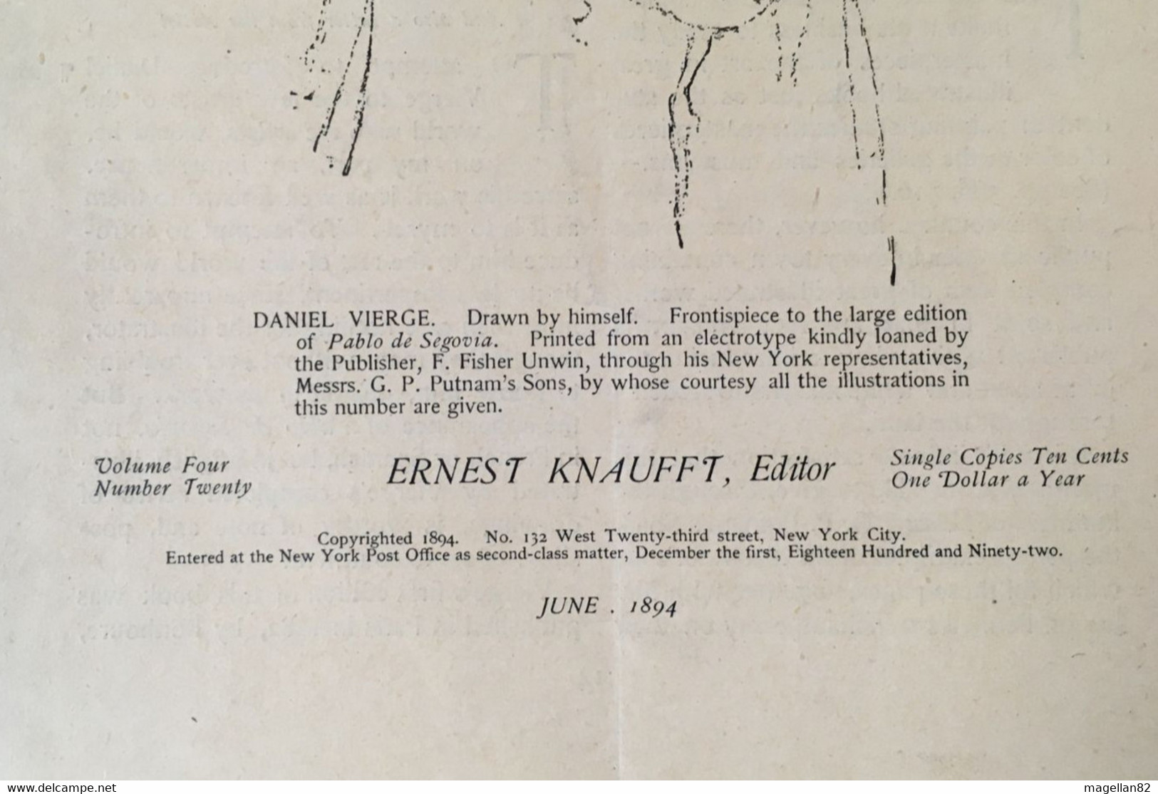 The Art Student. June 1894. Drawing Pablo Ségovia Of Daniel VIERGE.  Ernest Knauff.  New York - 1850-1899