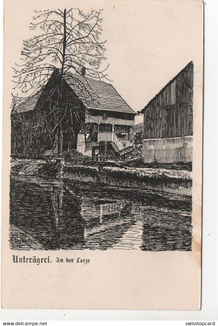 Litho UNTERÄGERI An Der Lorze 1925 - Unterägeri