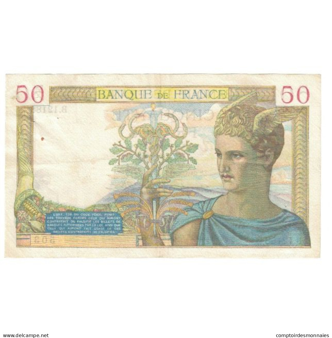 France, 50 Francs, Cérès, 1940, P. Rousseau And R. Favre-Gilly, 1940-02-08 - 50 F 1934-1940 ''Cérès''