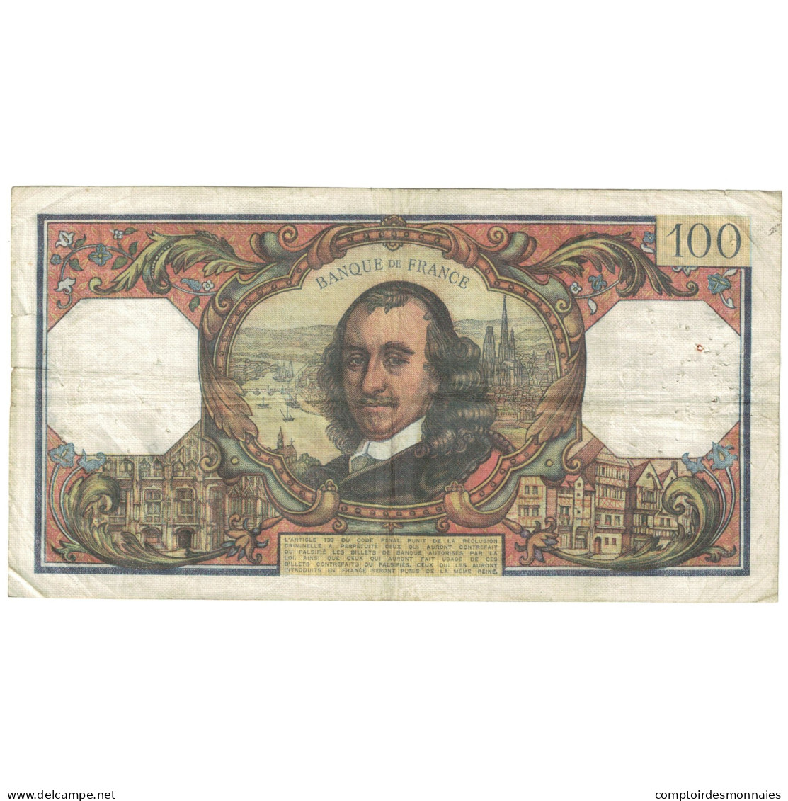 France, 100 Francs, 1970, 1970-02-05, B, Fayette:65.30, KM:149c - 100 F 1964-1979 ''Corneille''