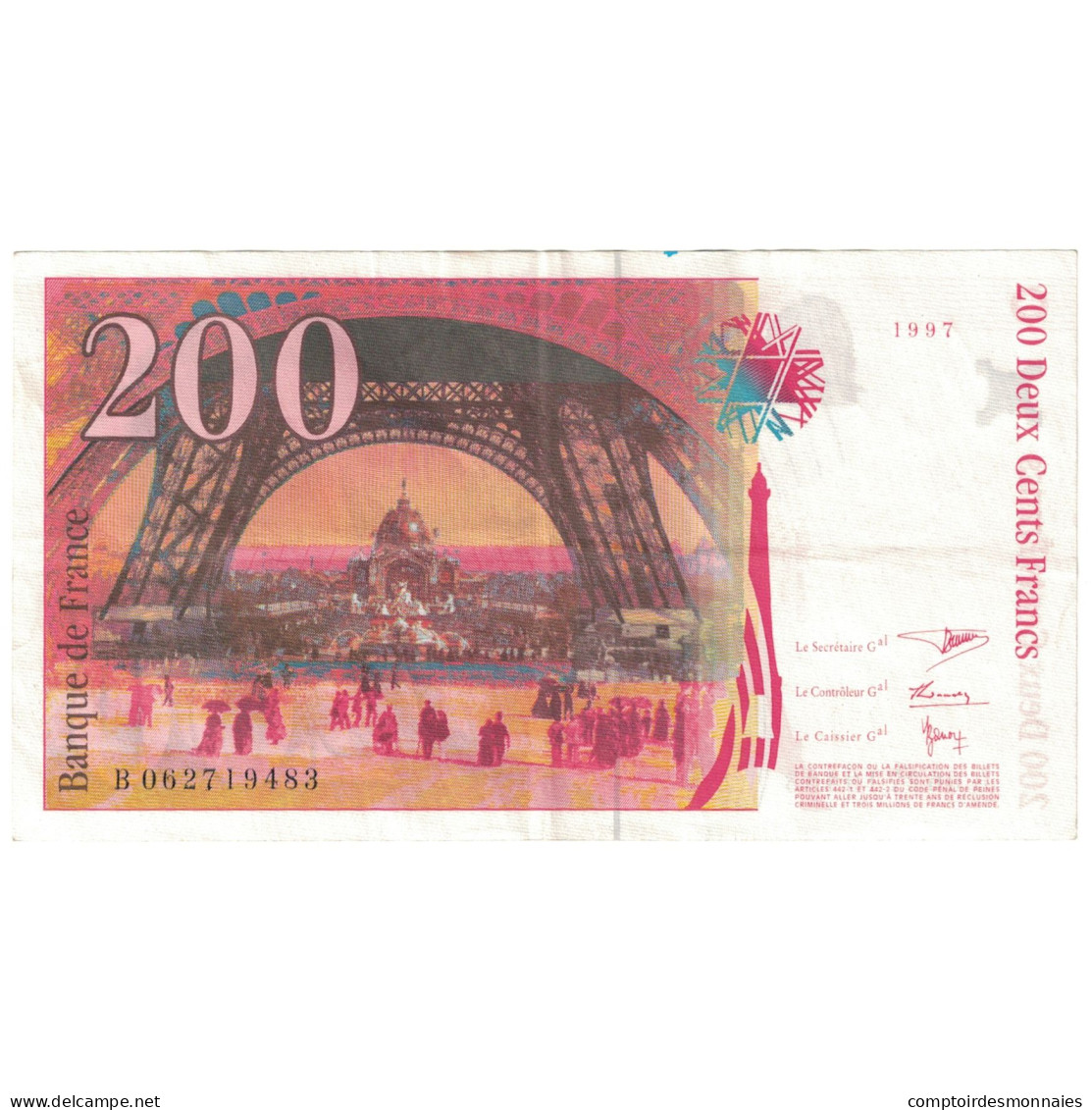 France, 200 Francs, 1996, TTB, Fayette:75.1, KM:159a - 200 F 1995-1999 ''Eiffel''