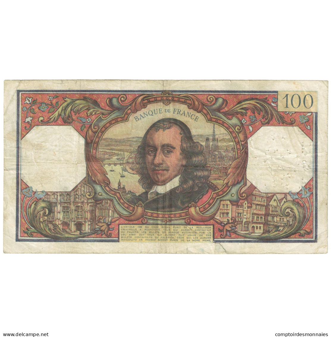 France, 100 Francs, 1968, 1968-09-05, B, Fayette:65.26, KM:149c - 100 F 1964-1979 ''Corneille''