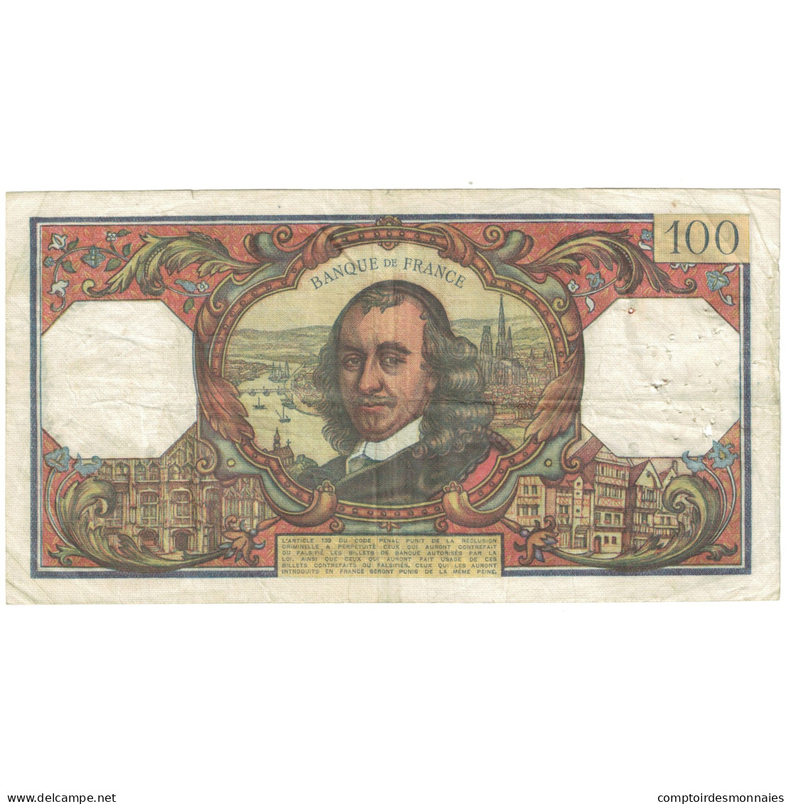 France, 100 Francs, 1969, 1969-04-03, B, Fayette:65.26, KM:149c - 100 F 1964-1979 ''Corneille''