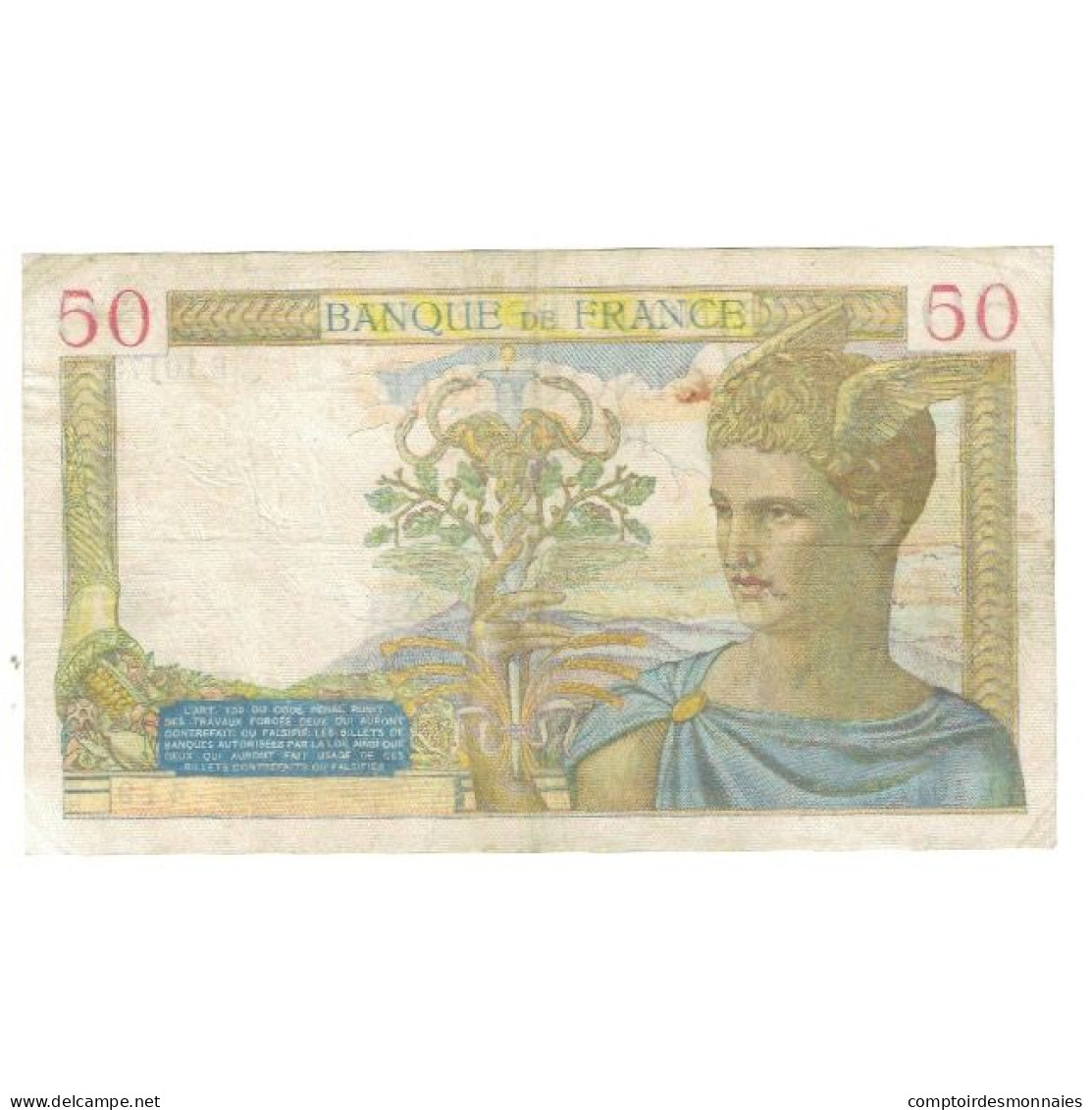 France, 50 Francs, Cérès, 1939, P. Rousseau And R. Favre-Gilly, 1939-04-13 - 50 F 1934-1940 ''Cérès''