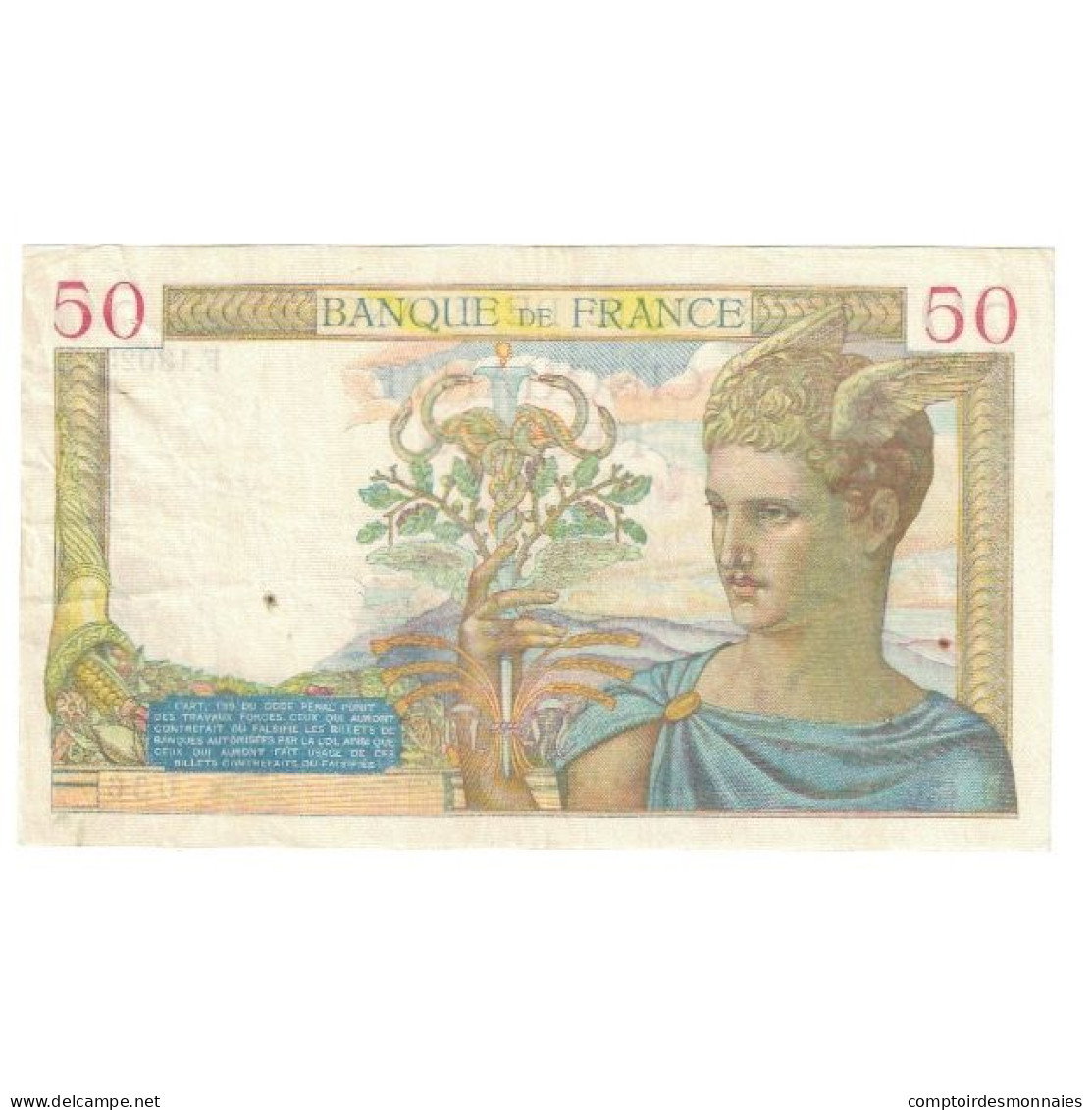 France, 50 Francs, Cérès, 1940, P. Rousseau And R. Favre-Gilly, 1940-03-14 - 50 F 1934-1940 ''Cérès''