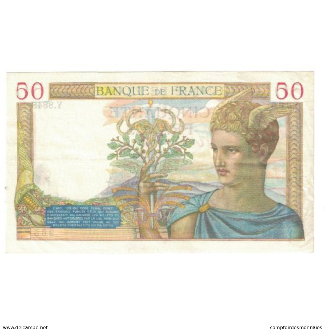 France, 50 Francs, Cérès, 1938, P. Rousseau And R. Favre-Gilly, 1938-10-27 - 50 F 1934-1940 ''Cérès''