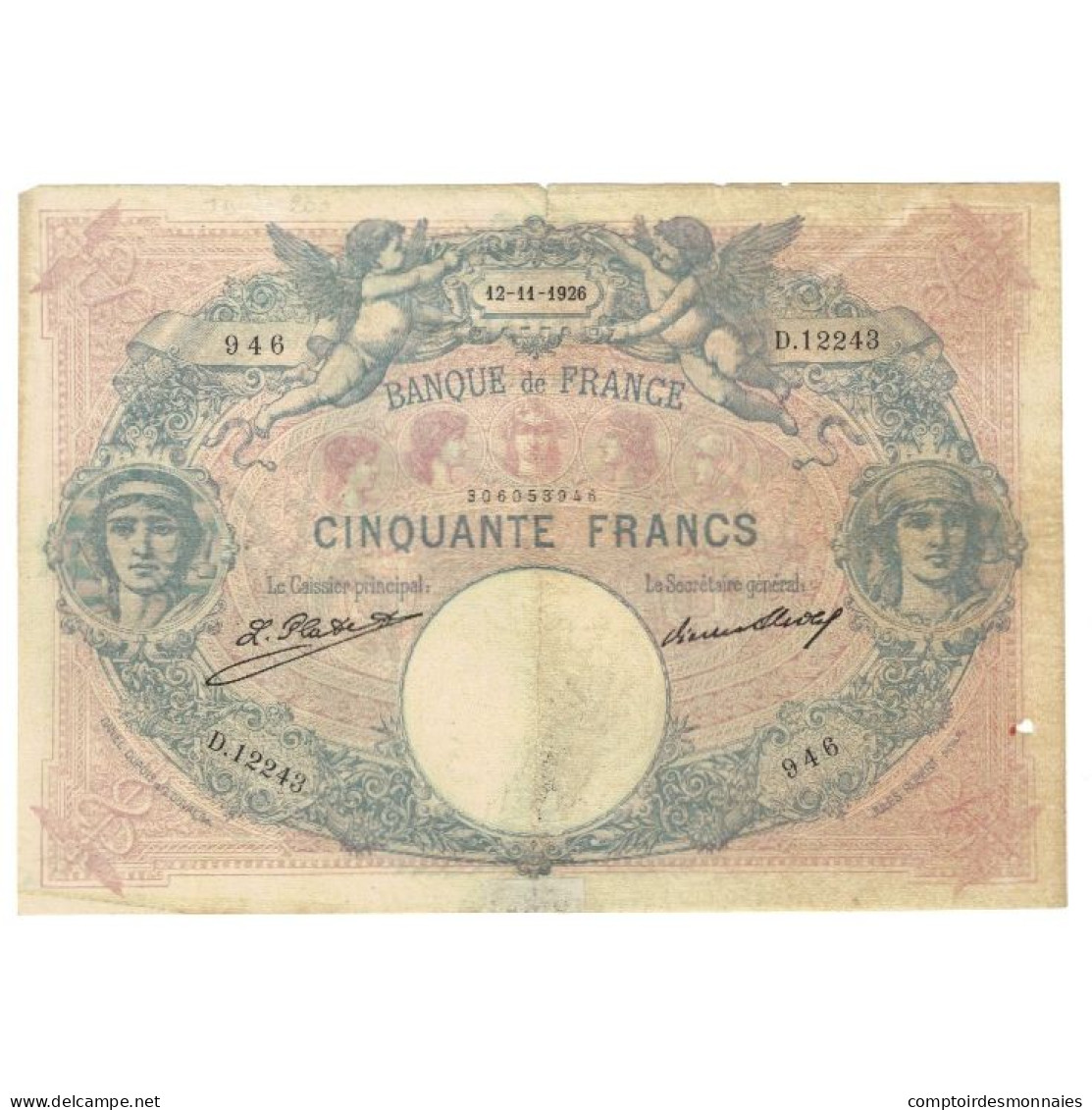 France, 50 Francs, Bleu Et Rose, 1926, E.Picard-J.Laferrière, 1926-11-12, TB - 50 F 1889-1927 ''Bleu Et Rose''