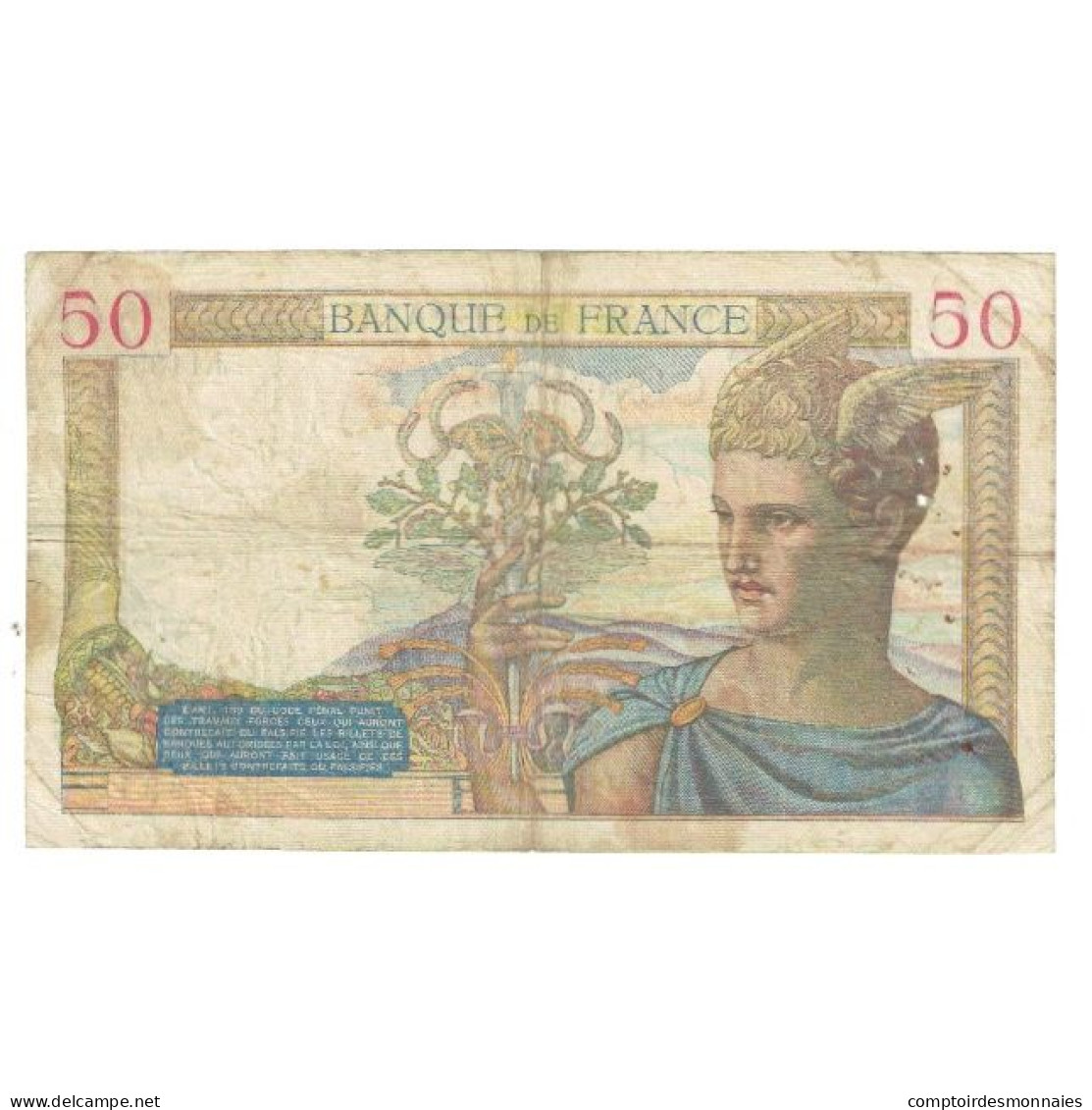 France, 50 Francs, Cérès, 1939, P. Rousseau And R. Favre-Gilly, 1939-10-19 - 50 F 1934-1940 ''Cérès''
