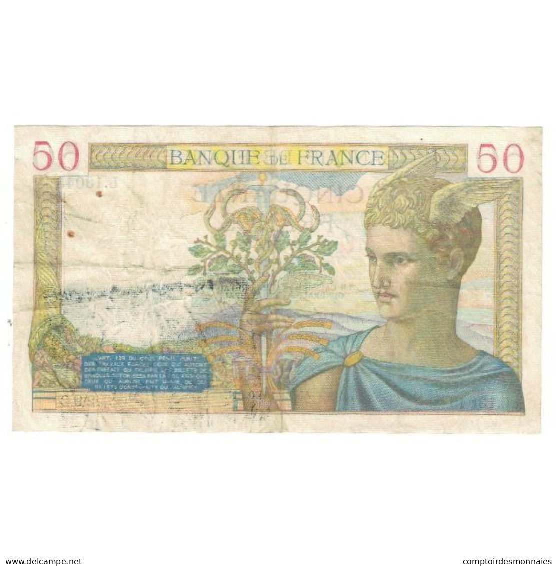 France, 50 Francs, Cérès, 1940, P. Rousseau And R. Favre-Gilly, 1940-04-04 - 50 F 1934-1940 ''Cérès''