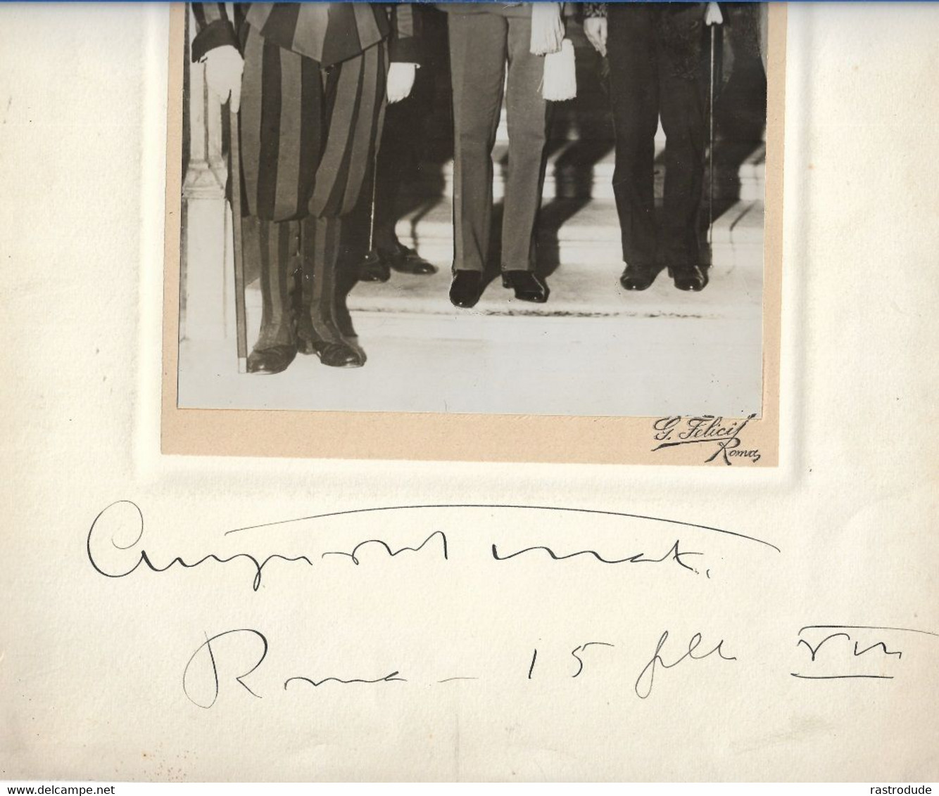 1930s ORIGINAL PHOTOGRAPH Of AUGUSTO TURATI In The VATICAN W. SWISS GUARD By GIUSEPPE FELICI - SIGNED - Signed Photographs