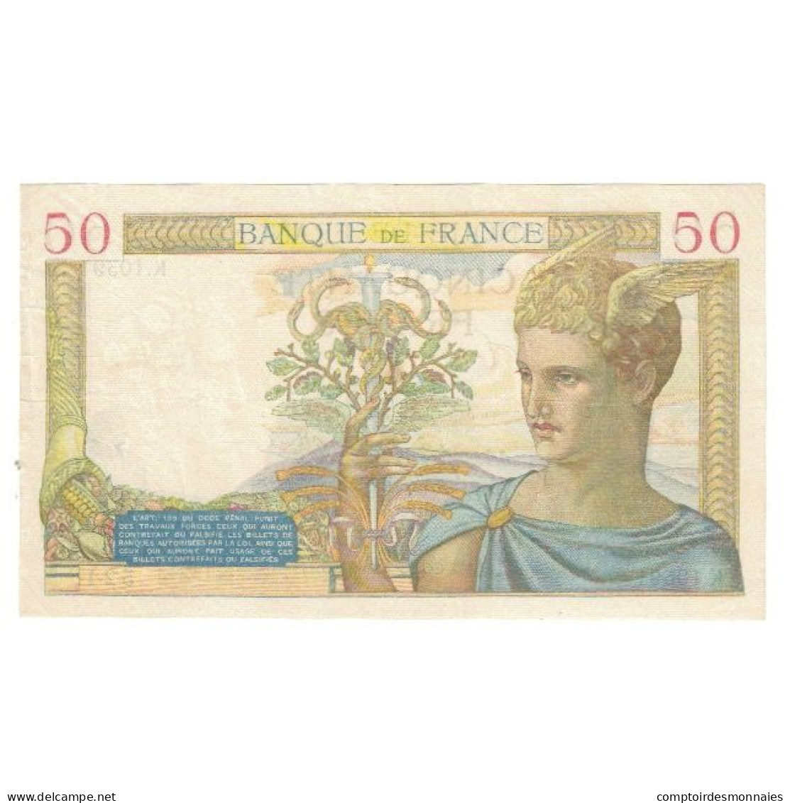 France, 50 Francs, Cérès, 1939, P. Rousseau And R. Favre-Gilly, 1939-07-13 - 50 F 1934-1940 ''Cérès''