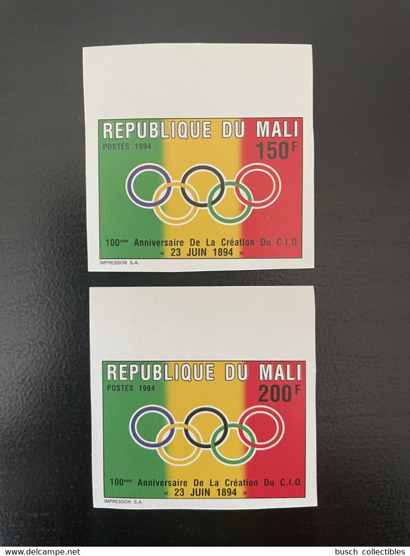 Mali 1994 Mi. 1321 - 1322A Non Dentelé IMPERF 100ème Anniversaire CIO IOC Olympic Olympique Comité 2 Val. MNH** - Autres & Non Classés