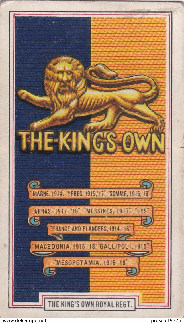 1 Kings Own Royal  Regt   - Army Badges 1939 - Gallaher Cigarette Card - Original - Military - Gallaher