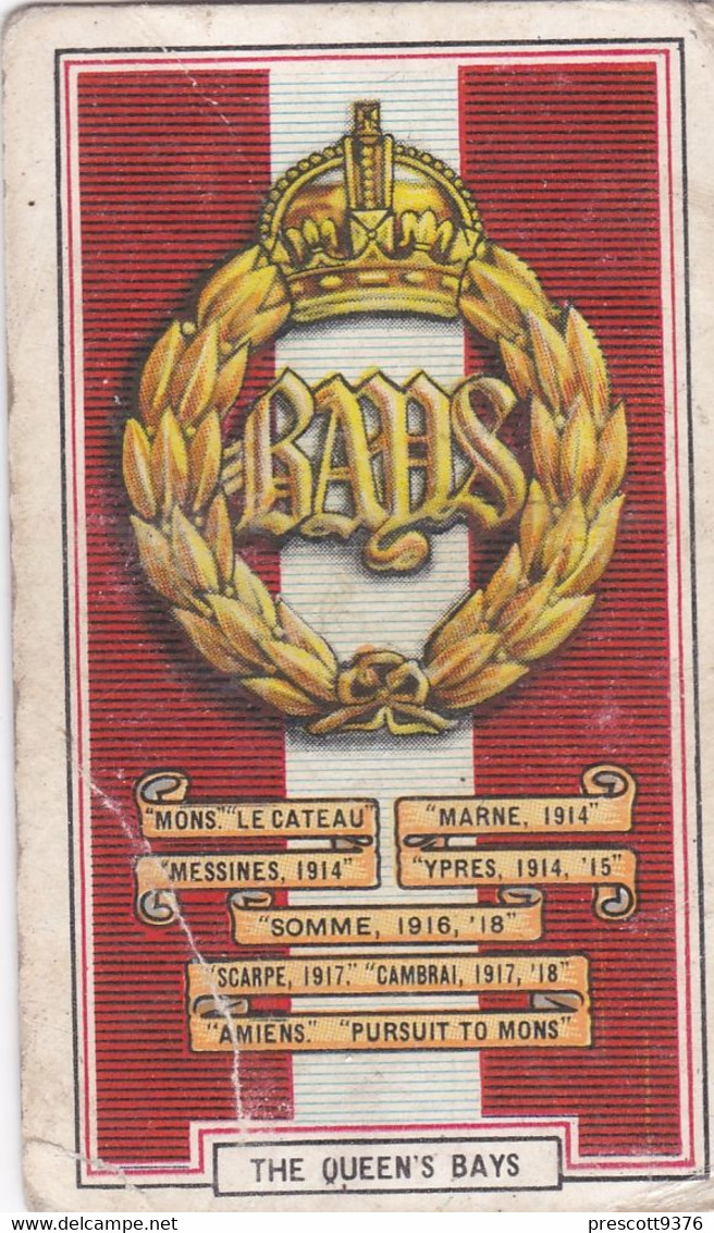 48 The Queens Bays - Army Badges 1939 - Gallaher Cigarette Card - Original - Military - Gallaher