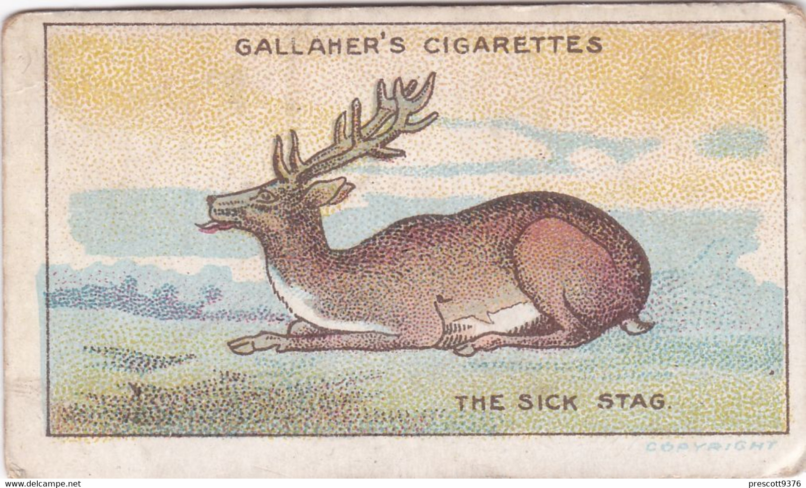 39 The Sick Stag, Fables & Their Morals 1922  - Gallaher Cigarette Card - Original - Antique - Gallaher