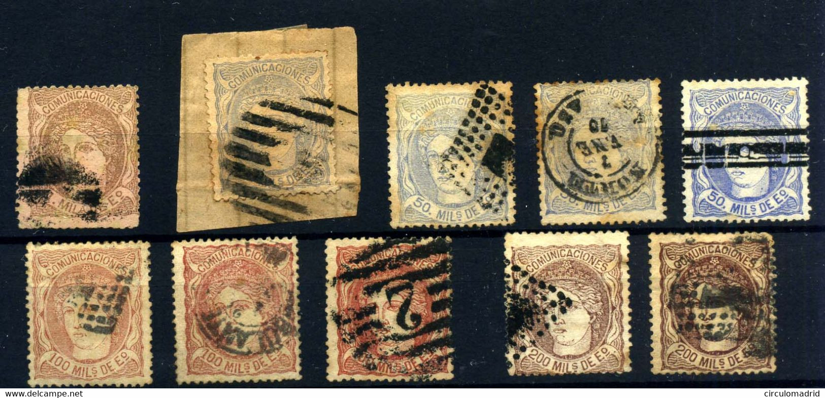 España Nº 102, 107/9, 107s. Año 1870 - Used Stamps