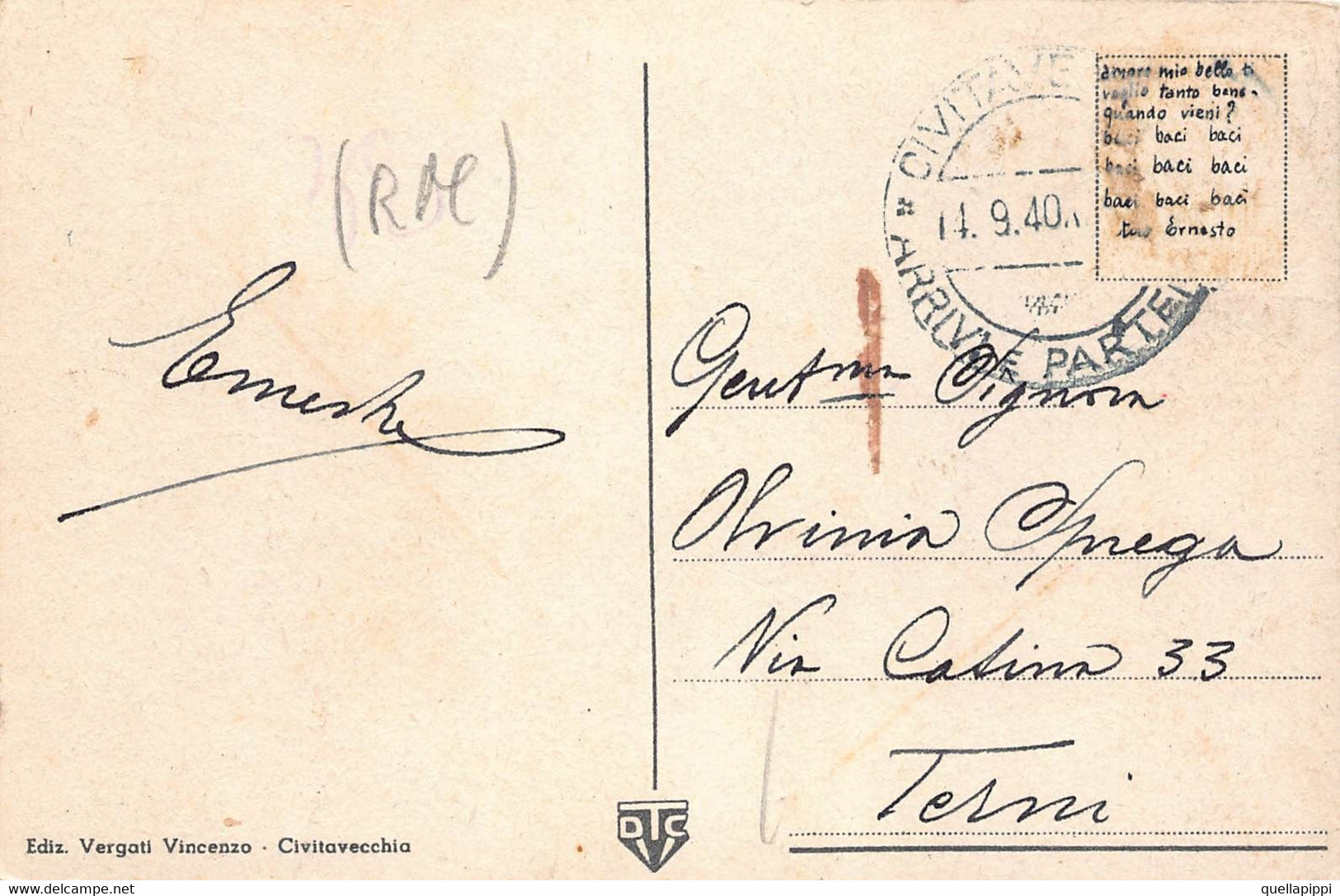 013001 "(RM)  CIVITAVECCHIA - CALATA PRINCIPE TOMMASO"  ANIMATA, BARCHE. CART SPED 1940 - Civitavecchia