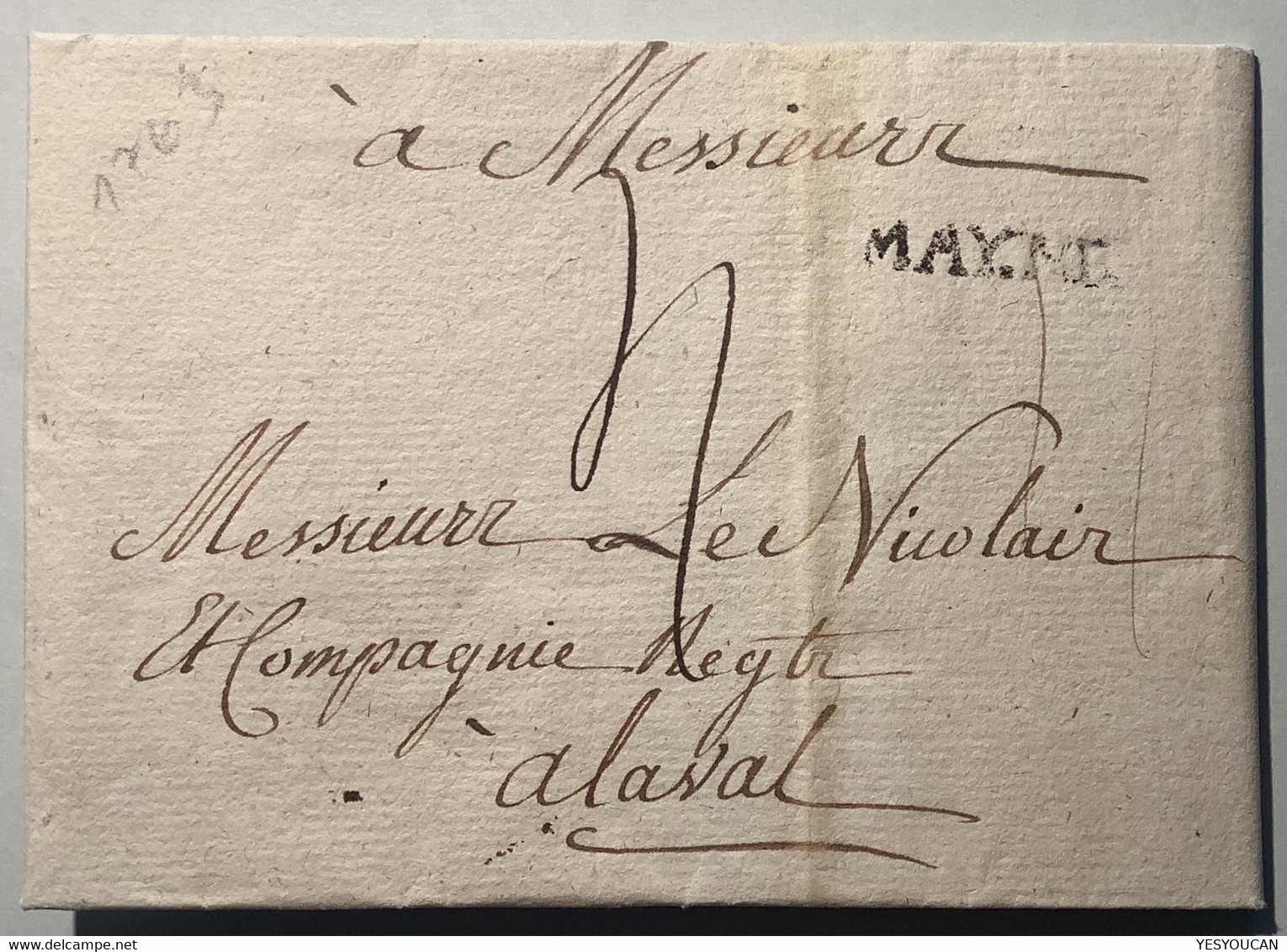 1763 Lettre MAY.NE (Mayenne 51 ) Lenain L1 IND 13(France Marque Postale Cover Prephilately Prephilatelie - 1701-1800: Precursors XVIII