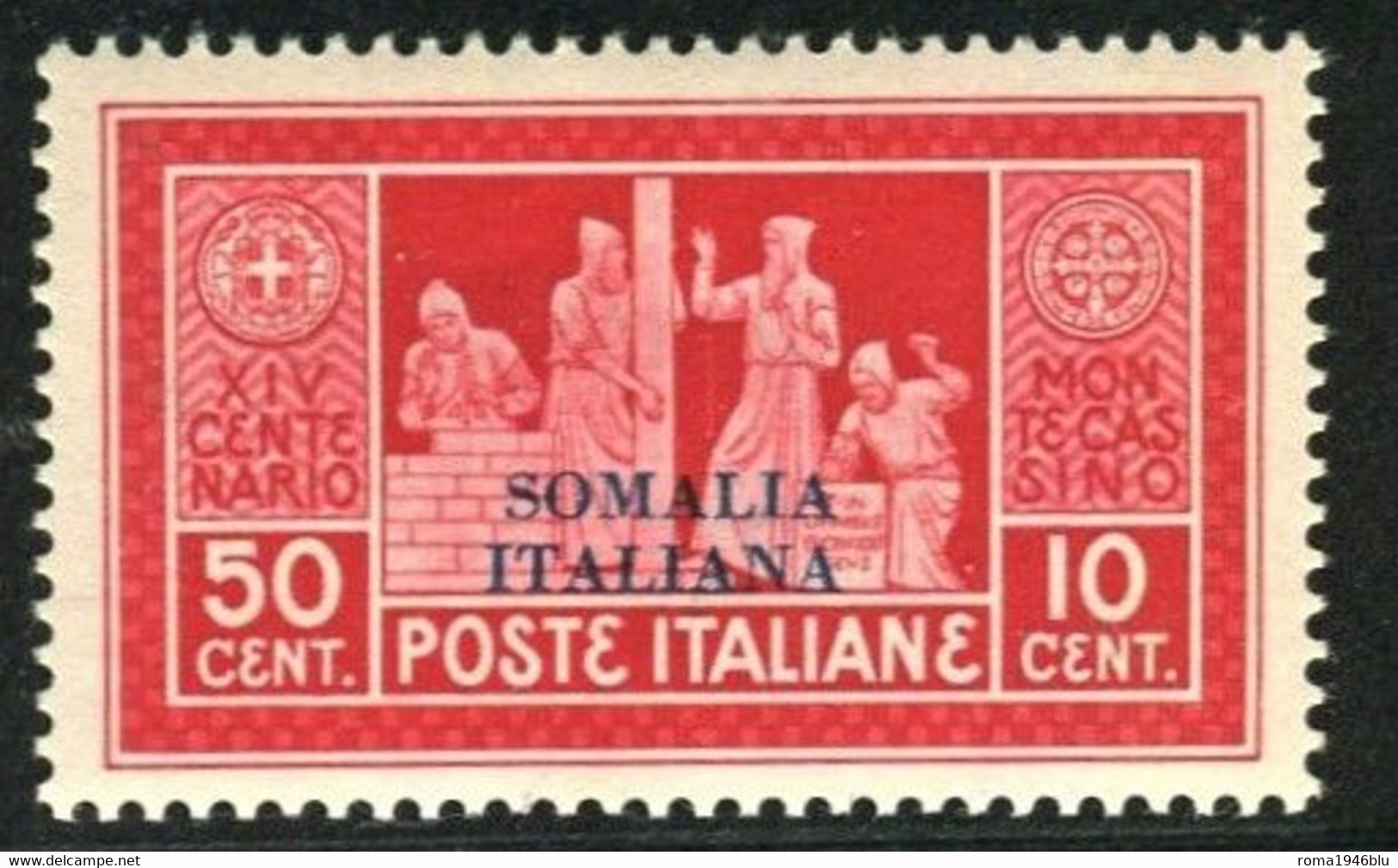 SOMALIA 1929 MONTECASSINO 50 C.+ 10 C. ** MNH CENTRATISSIMO - Somalia