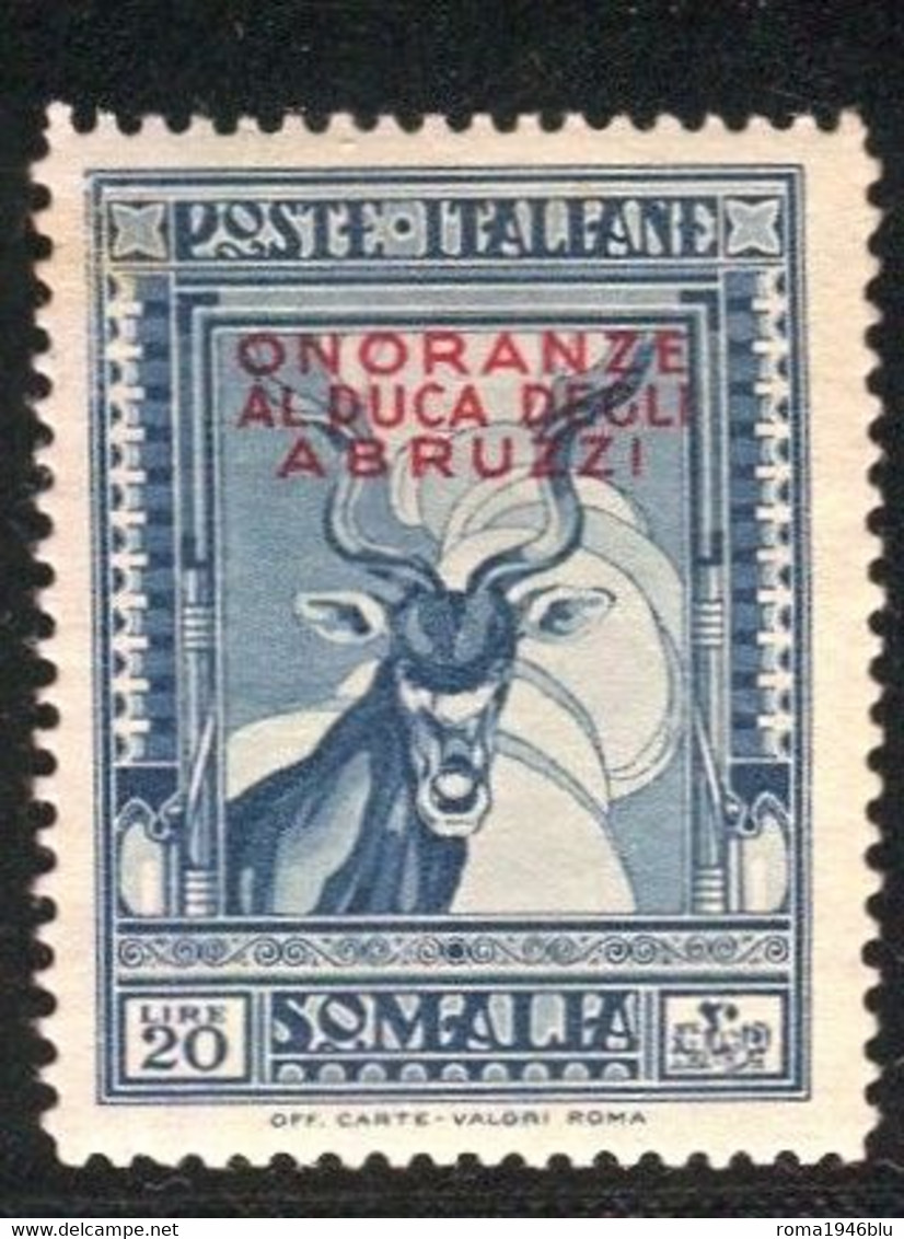 SOMALIA 1934 ONORANZE AL DUCA 20 L. ** MNH - Somalie