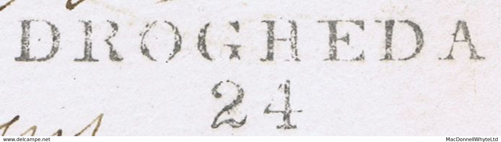 Ireland Louth 1823 DROGHEDA/24 Town Mileage Mark On Letter Friendly Brothers Knot To Dublin - Préphilatélie