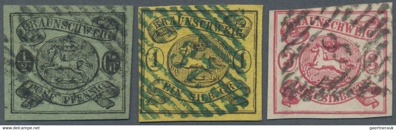 Braunschweig - Marken Und Briefe: 1861, 1/2 Gr. Schwarz Auf Graugrün, 1 Sgr. Schwarz Auf Graugelb Un - Braunschweig