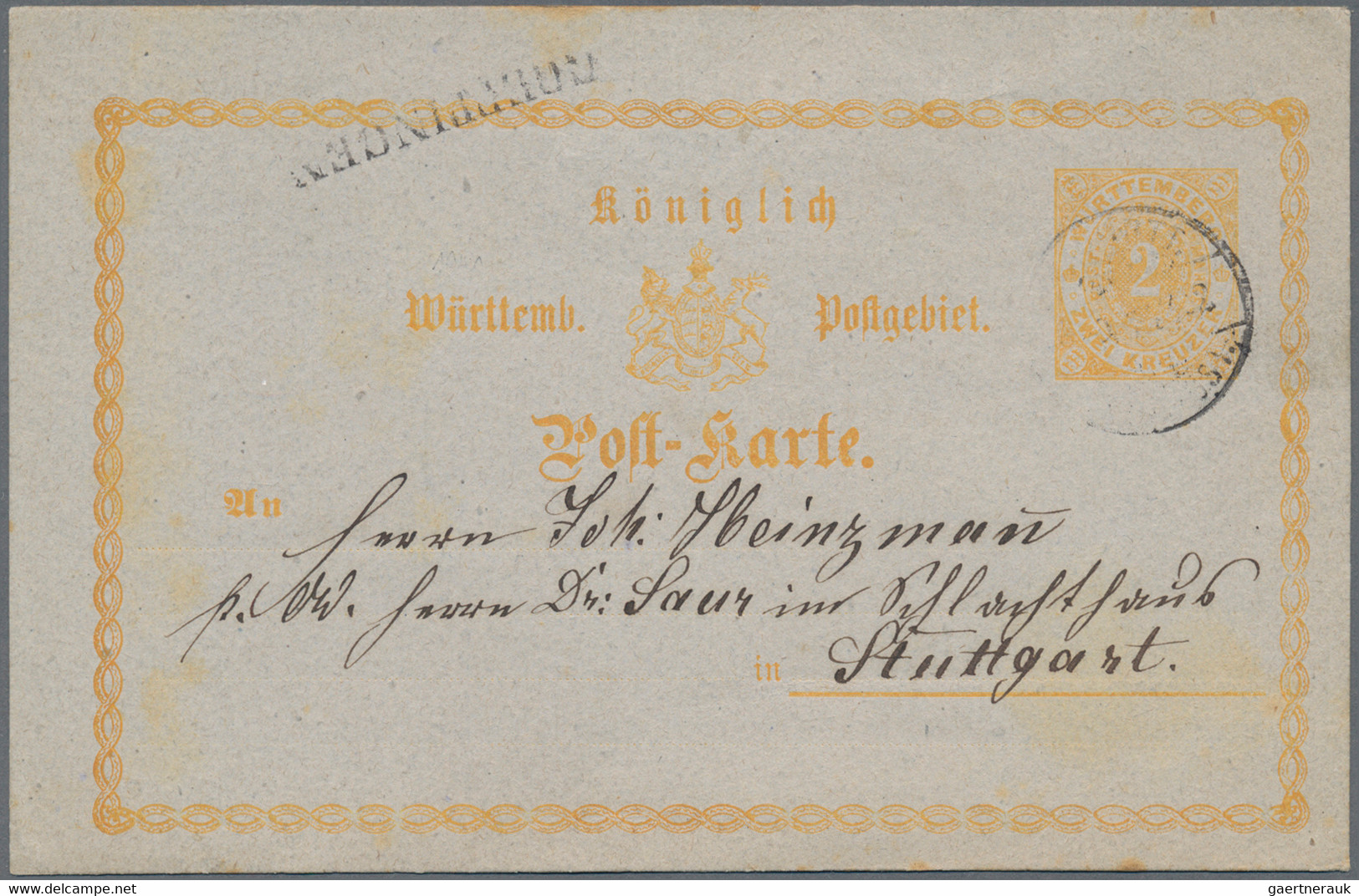 Württemberg - Bahnpost: 1873, 2 Kreuzer Gelb Entwertet Mit DB "K. WÜRTT. BAHNPOST" Und Sehr Seltenem - Otros & Sin Clasificación