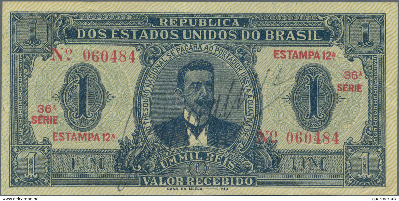 Brazil / Brasilien: Lot With 3 Banknotes Containing 1 Mil Reis ND(1921) P.8 (VF), 50 Mil Reis ND(193 - Brazil