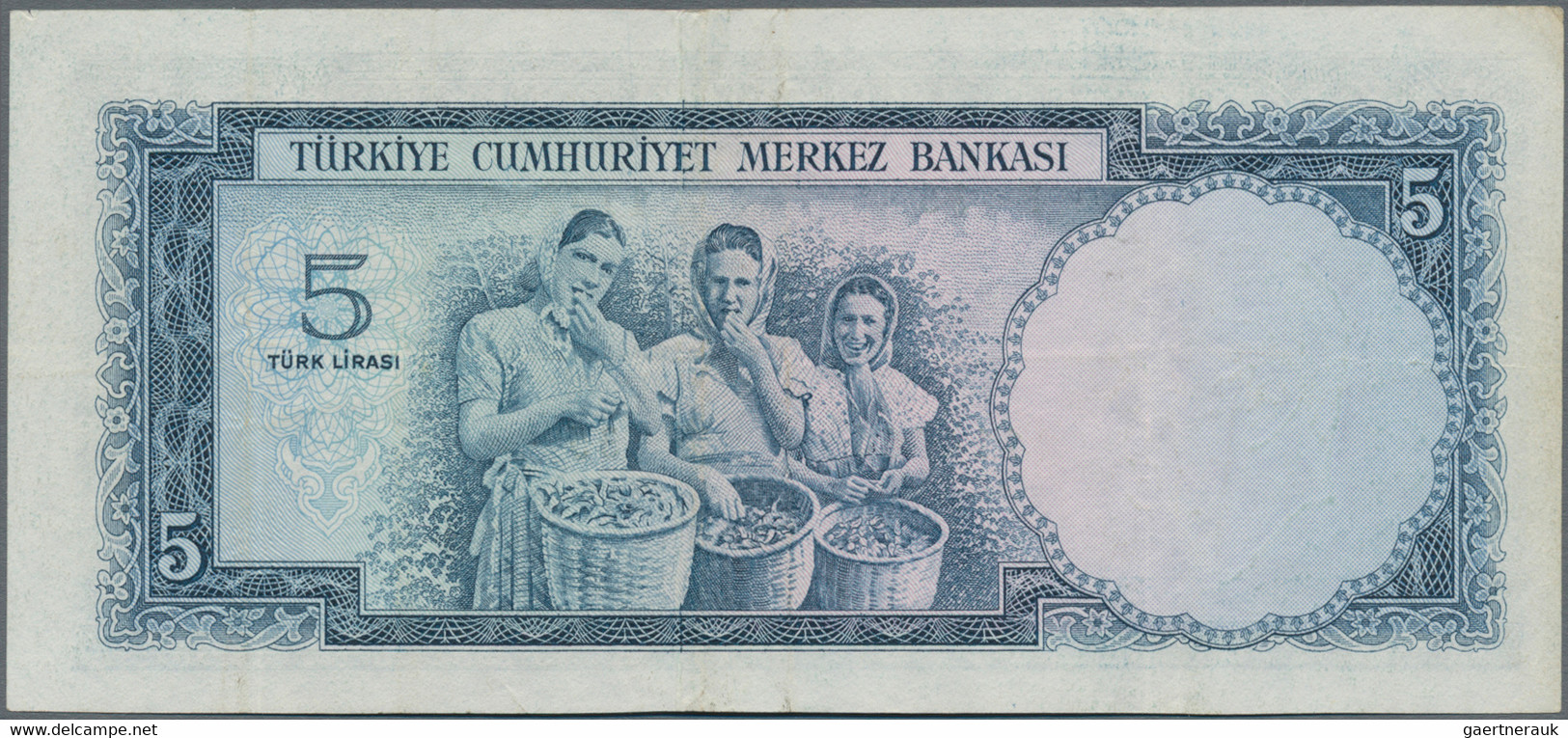 Turkey / Türkei: Pair With 5 Lira L.1930 (1951-61) P.173 (VF) And 100 Lira L.1930 (1951-61) P.169 (F - Turkey