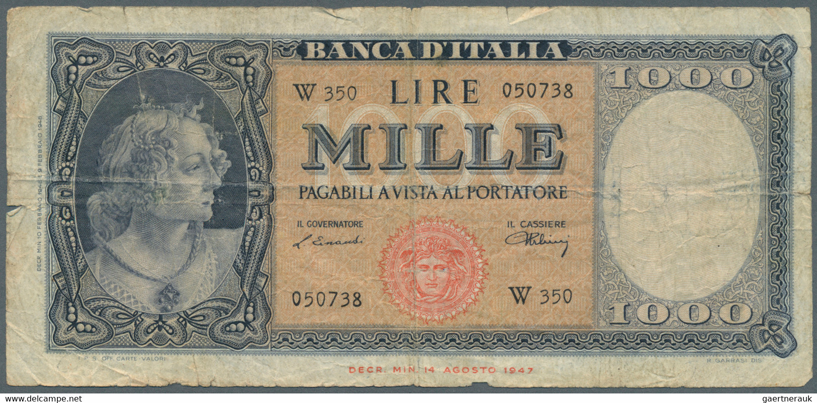 Italy / Italien: Set Of 12 Notes, All REPLACEMENT Notes, Containing 1000 Lire 1948 Letter "W" P. 88a - Other & Unclassified