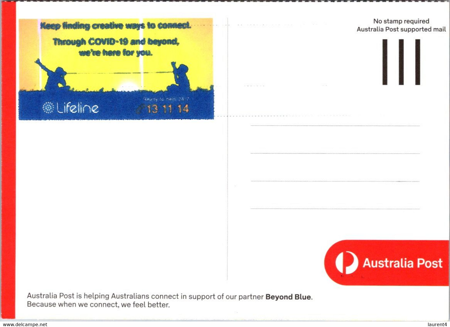 (2 A 17) COVID-19 - Australia Post & Beyond Blue Postcard - Santé