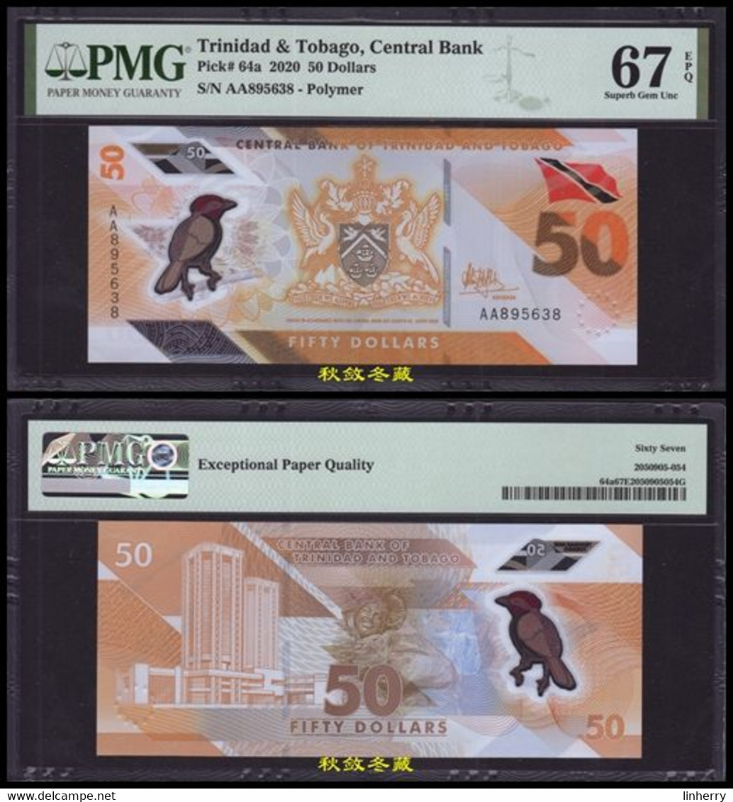 Trinidad And Tobago 50 Dollars, (2021), Polymer,AA Prefix, PMG67 - Trinidad Y Tobago