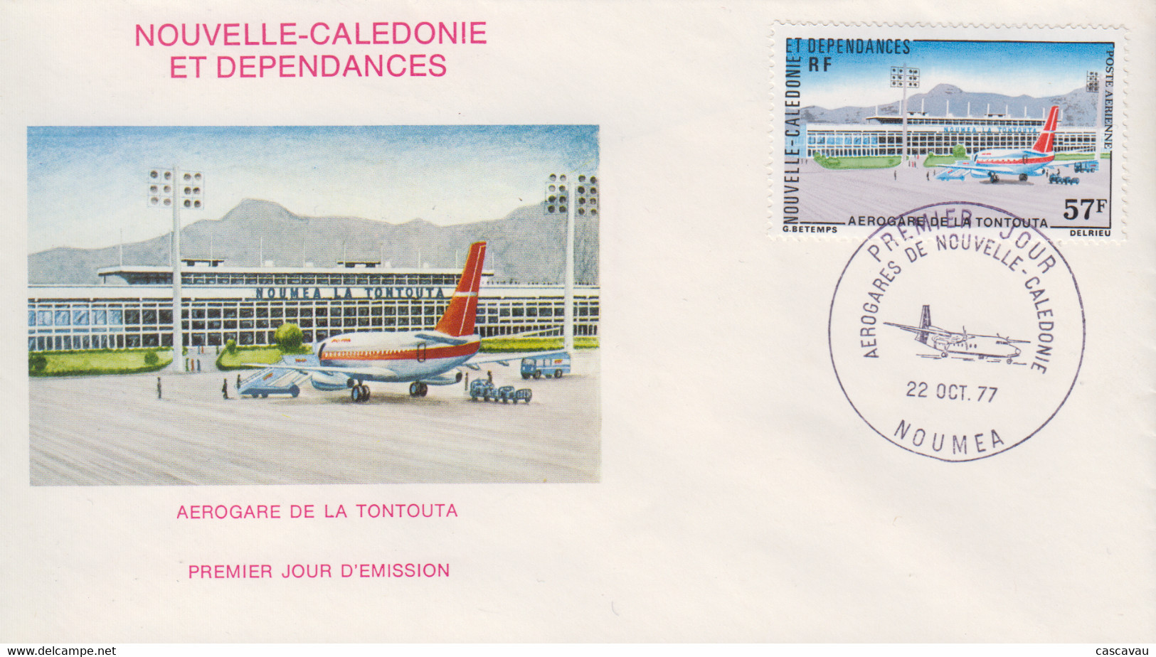 Enveloppe   FDC   1er   Jour   NOUVELLE   CALEDONIE   Aérogare  De   Magenta    1977 - FDC