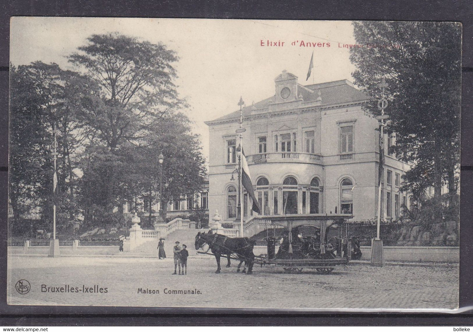 Belgique - Ixelles - Maison Communale - Tramway à Cheval - Pub Elexir D'Anvers - - Vervoer (openbaar)