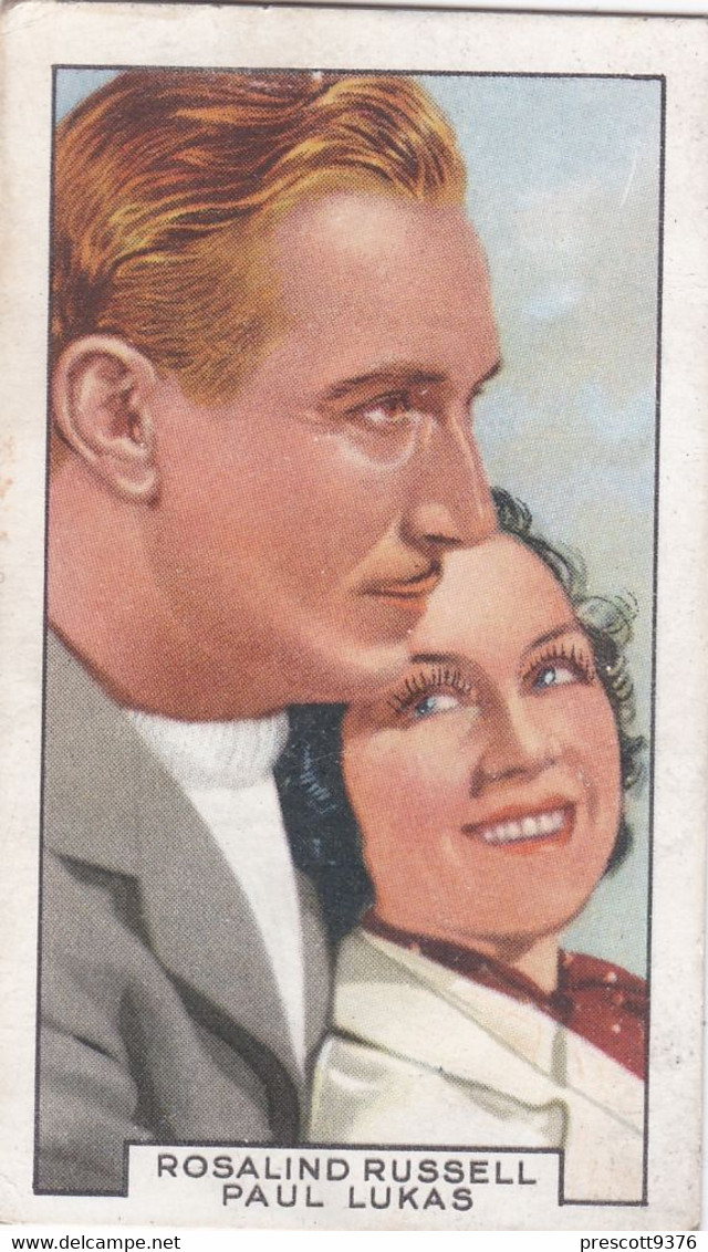 44 Rosalind Russell & Paul Lukas  - Film Partners 1936 - Gallaher Cigarette Card - Original- Movies - Cinema - Gallaher