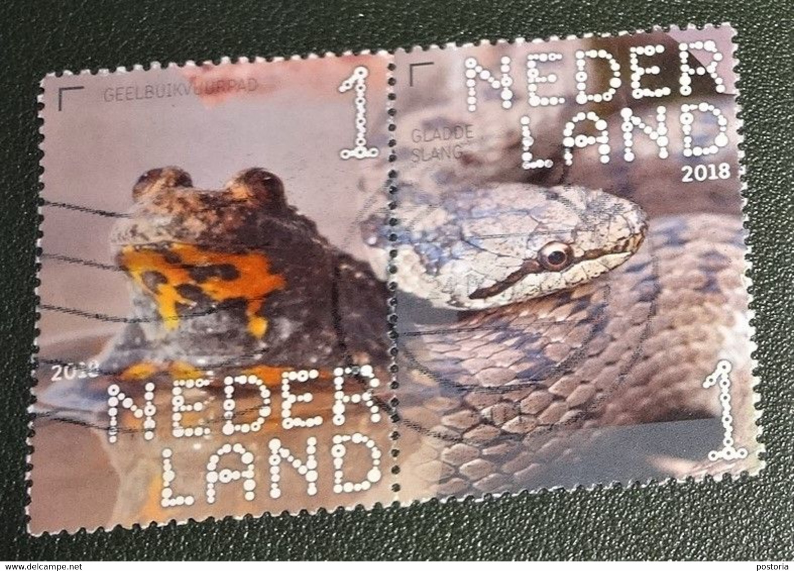 Nederland - NVPH - Xxxx - 2018 - Gebruikt - Beleef De Natuur - Paar - Geelbuikvuurpad - Gladde Slang - Used Stamps