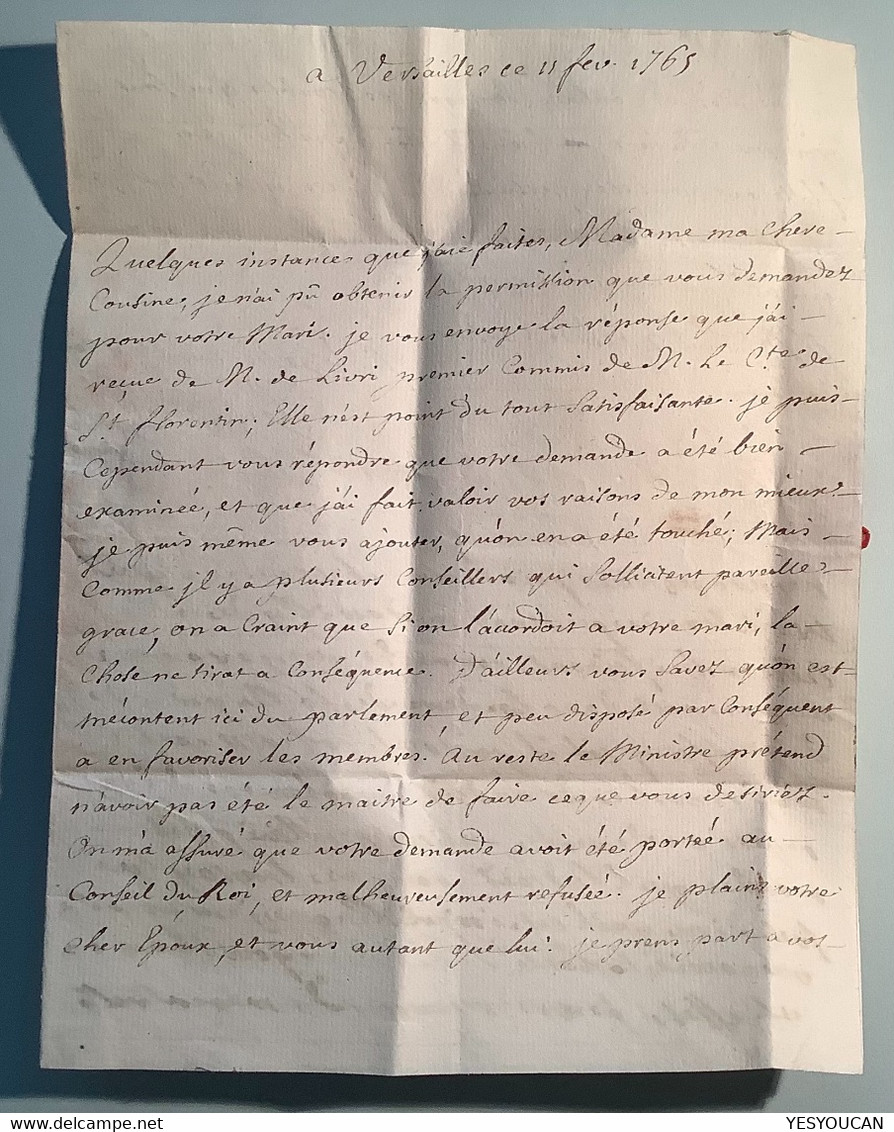 1765 Lettre LAVAL 51 Autographe Plessis D‘ Argentré évêque Limoges Député Versailles(France Révolution Rennes Châlus 87 - 1701-1800: Vorläufer XVIII