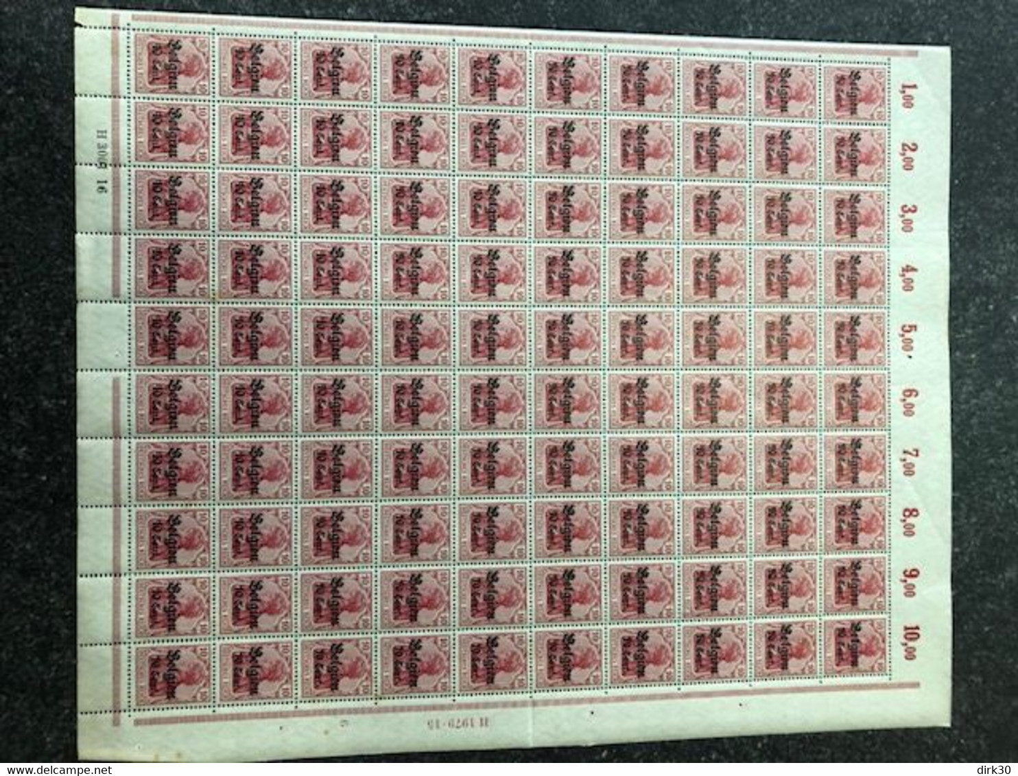 BELGIE OCCUPATION GERMANY GERMANIA 10 FULL SHEETS OF 100 RR OC10/14 OC16/20 OCB +560€ !!! RR - ...-1930