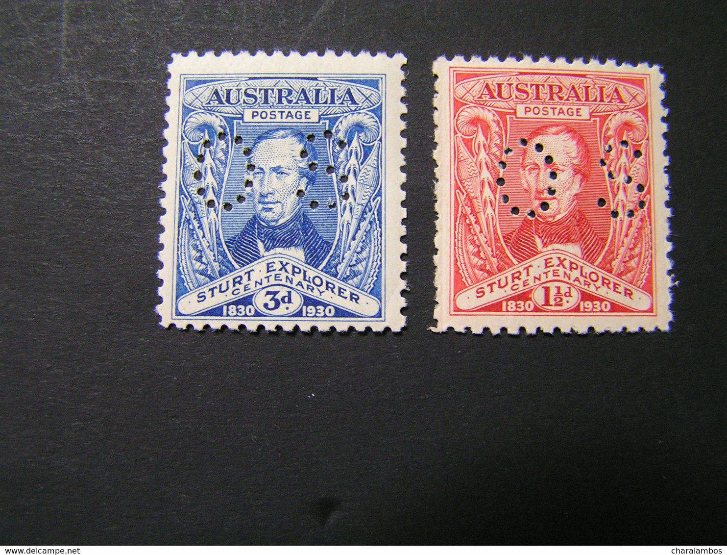 AUSTRALIA 1930 SMALL OS Centenary Of Explorationof Murray River By Capten Charles Sturt No 131a/132a  MNH.. - Neufs