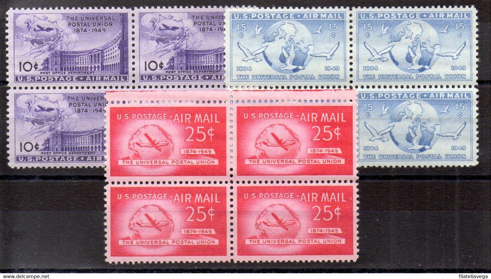 Estados Unidos Bloque De Cuatro Aéreo Nº Yvert 41/43 ** - 2b. 1941-1960 Unused