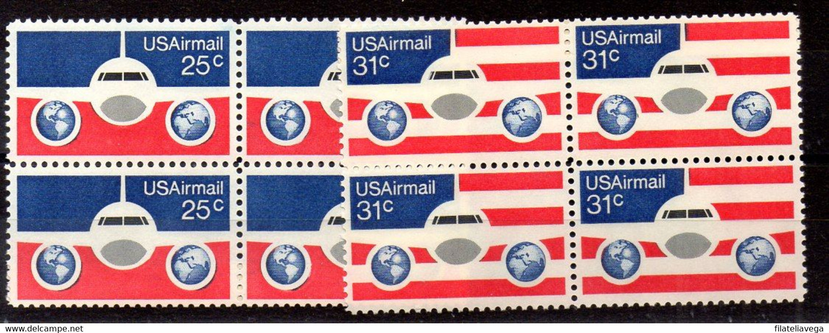 Estados Unidos Bloque De Cuatro Aéreo Nº Yvert 83/84 ** - 3b. 1961-... Nuevos