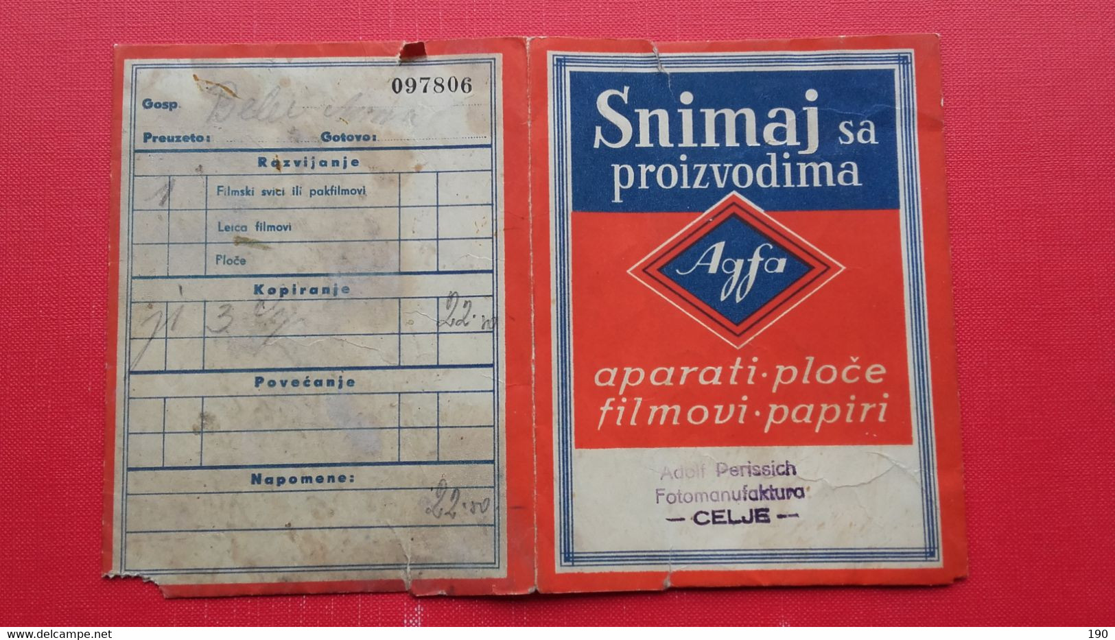 Agfa Paper Bag.Adolf Perissich,Fotomanufaktura Celje - Matériel Et Accessoires