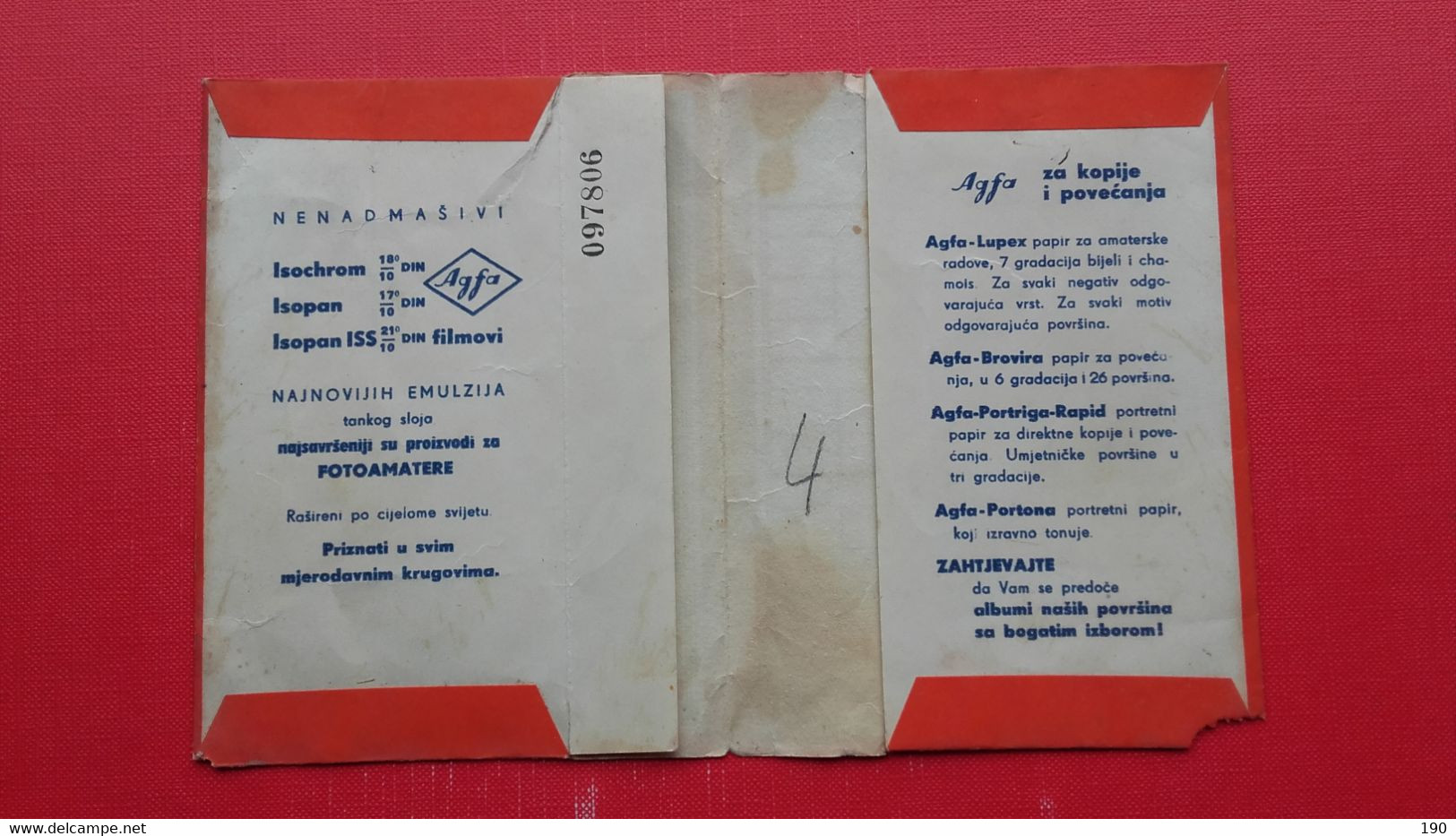 Agfa Paper Bag.Adolf Perissich,Fotomanufaktura Celje - Matériel Et Accessoires