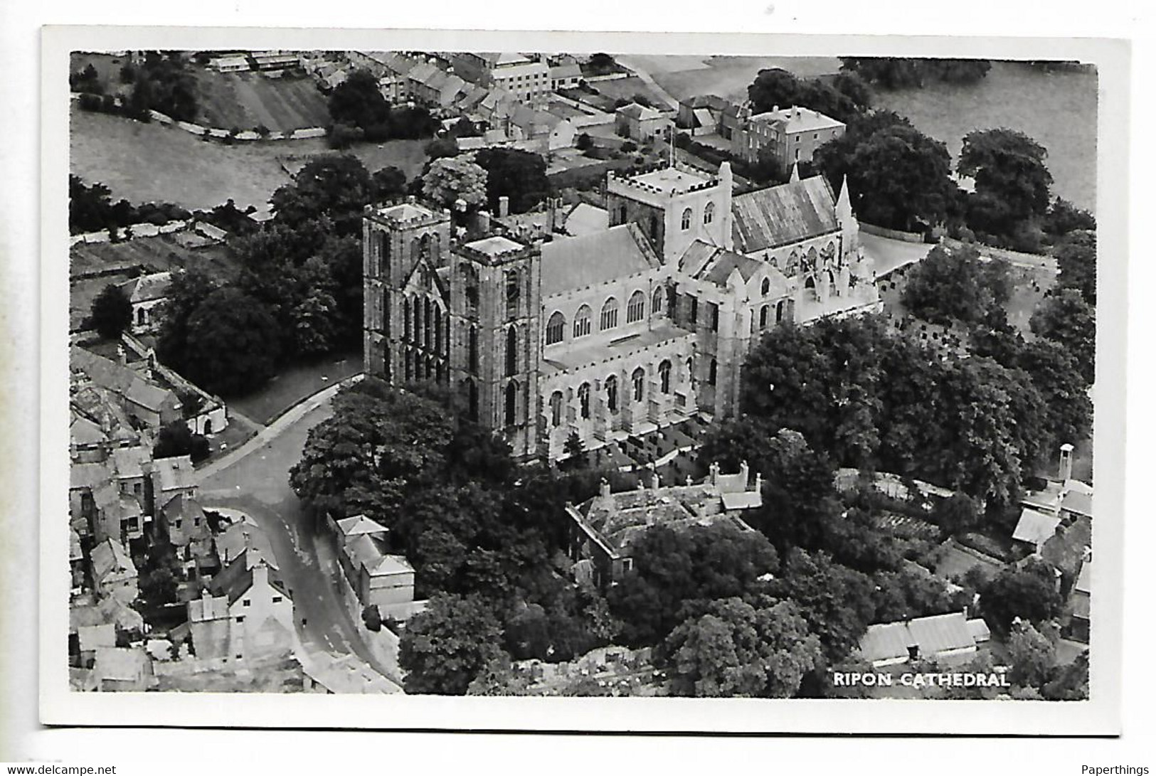 Real Photo Postcard, RIPON, AERIAL VIEW, Cathedral And Surrounding Area. - Harrogate
