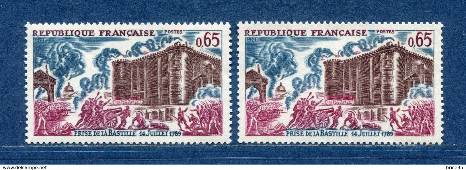 ⭐ France - Variété - YT N° 1680 - Couleurs - Pétouilles - Neuf Sans Charnière - 1971 ⭐ - Unused Stamps