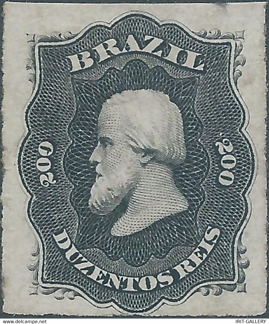 Brasil - Brasile - Brazil,1876 Emperor Dom Pedro - Rouletted ,200R Black, Not Used, Gum,Value:€130,00 - Unused Stamps